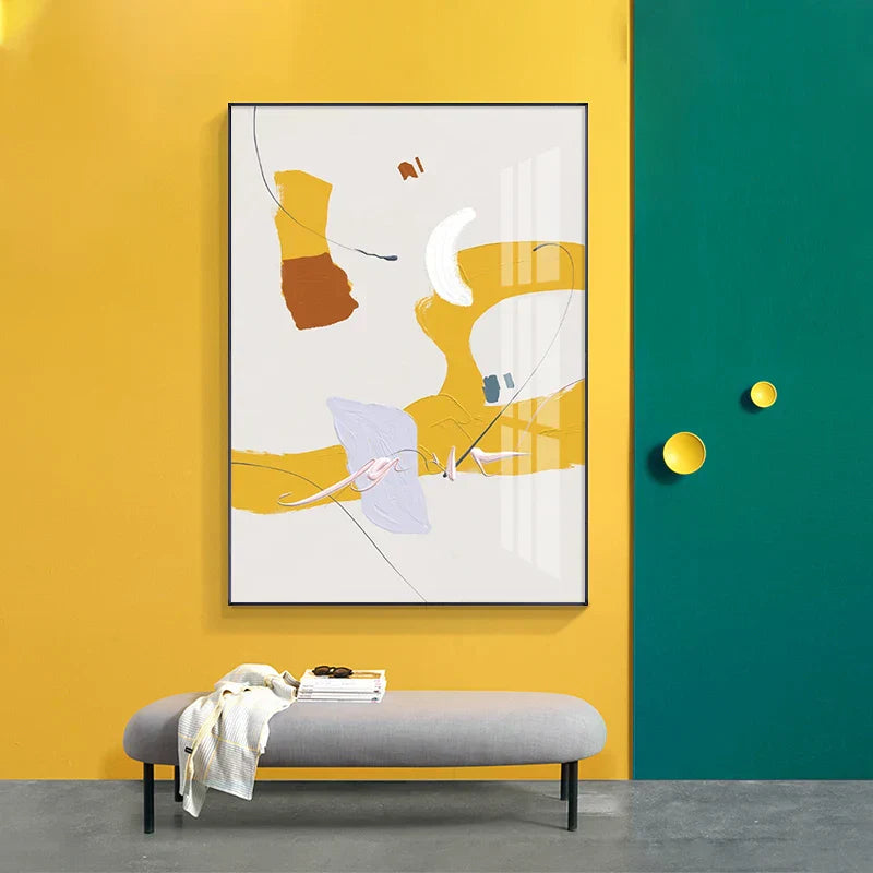 Sitrongul Abstrakt Veggkunst Fine Art Lerretutskrifter Moderne Minimalistiske Fargerike Nordiske Bilder For Stue Soverom Kunst Dekor | Skanto