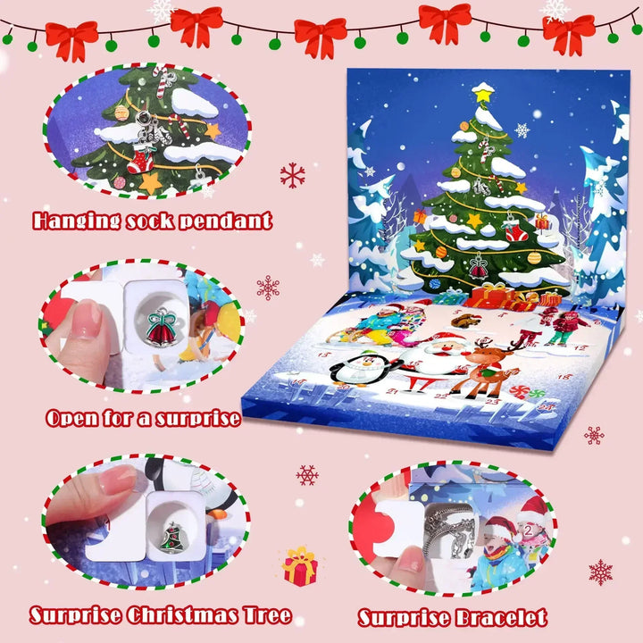 Skanto | JoyCraft Adventskalender Gaveeske 2025 – 24-dagers DIY kalender for jenter med snømann & julenisse