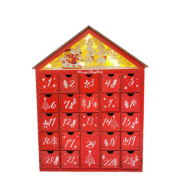 Skanto | LumiFest Wooden Advent Calendar – 24 Compartments with Warm LED Light & Christmas Atmosphere