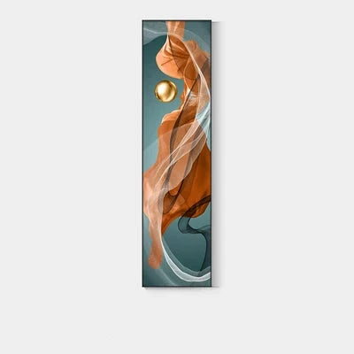 Lett Luxus Abstrakt Gylden Drapering Fin Kunst Lerret Trykk Vertikale Vegg Kunst Stykker med Rike Amber Toner og Glitrende Kule for Moderne Hjem eller Kontordekor | Skanto