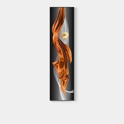 Lett Luxus Abstrakt Gylden Drapering Fin Kunst Lerret Trykk Vertikale Vegg Kunst Stykker med Rike Amber Toner og Glitrende Kule for Moderne Hjem eller Kontordekor | Skanto