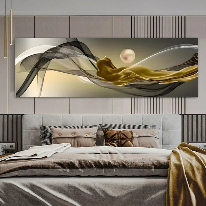 Lett luksus flytende abstrakt bånd veggkunst fin kunst lerretsutskrifter storskjermbilde for over sengen bilder for over sofaen | Skanto