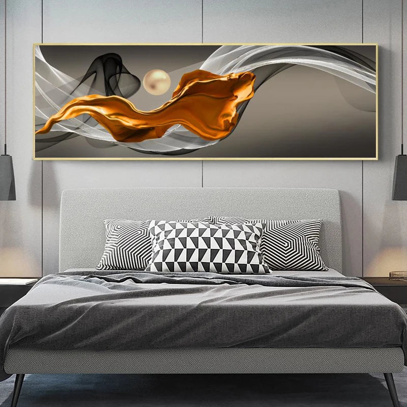 Lett luksus flytende abstrakt bånd veggkunst fin kunst lerretsutskrifter storskjermbilde for over sengen bilder for over sofaen | Skanto