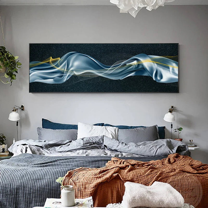 Lett luksus flytende abstrakt bånd veggkunst fin kunst lerretsutskrifter storskjermbilde for over sengen bilder for over sofaen | Skanto
