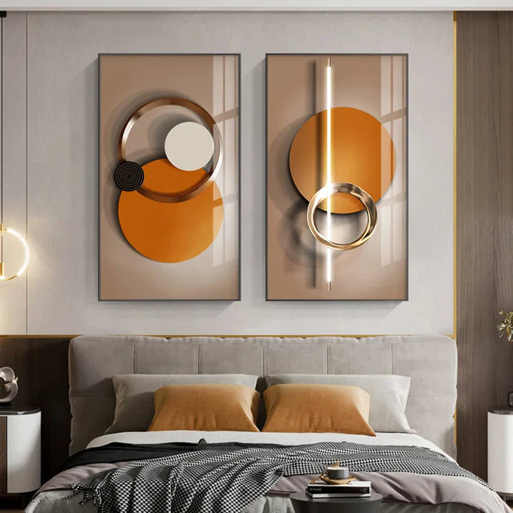 Lett luksus moderne estetikk sol & måne veggkunst fine kunst lerretsutskrifter bilder for stue spisestue hjemmekontor innredning | Skanto
