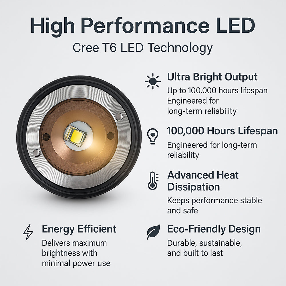 Taclight LED Zoom Fakkel (vanntett og støtsikker) m/5 funksjoner | Skanto