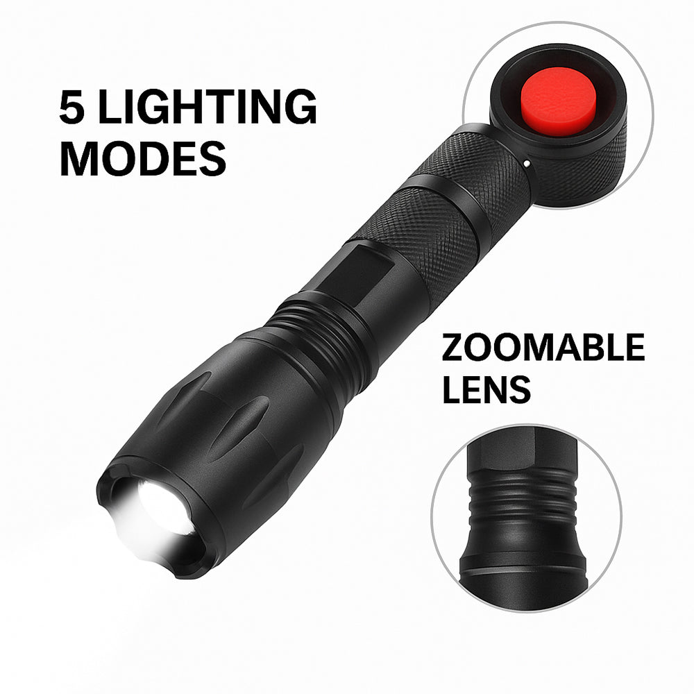 Taclight LED Zoom Fakkel (vanntett og støtsikker) m/5 funksjoner | Skanto