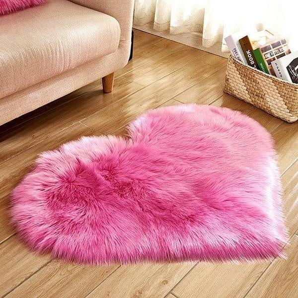 Love Heart Formet Falsk Saueskinn Fur Teppet | Skanto