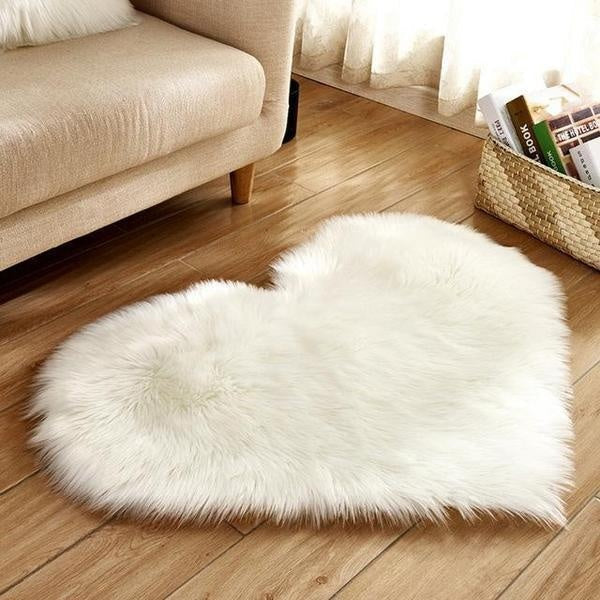 Love Heart Formet Falsk Saueskinn Fur Teppet | Skanto