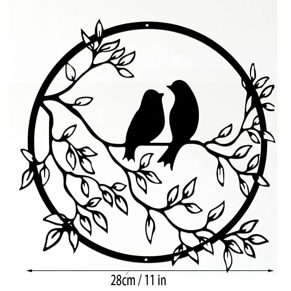 Love Birds På En Gren Metall Veggkunst 3D Skulpturert Jernhåndverk Fugl Silhuett Veggdekorasjon For Stue Spiserom Hage Kreativ Nordisk Interiørdesign | Skanto