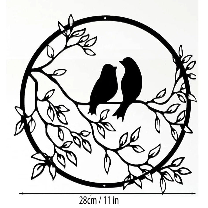 Love Birds På En Gren Metall Veggkunst 3D Skulpturert Jernhåndverk Fugl Silhuett Veggdekorasjon For Stue Spiserom Hage Kreativ Nordisk Interiørdesign | Skanto