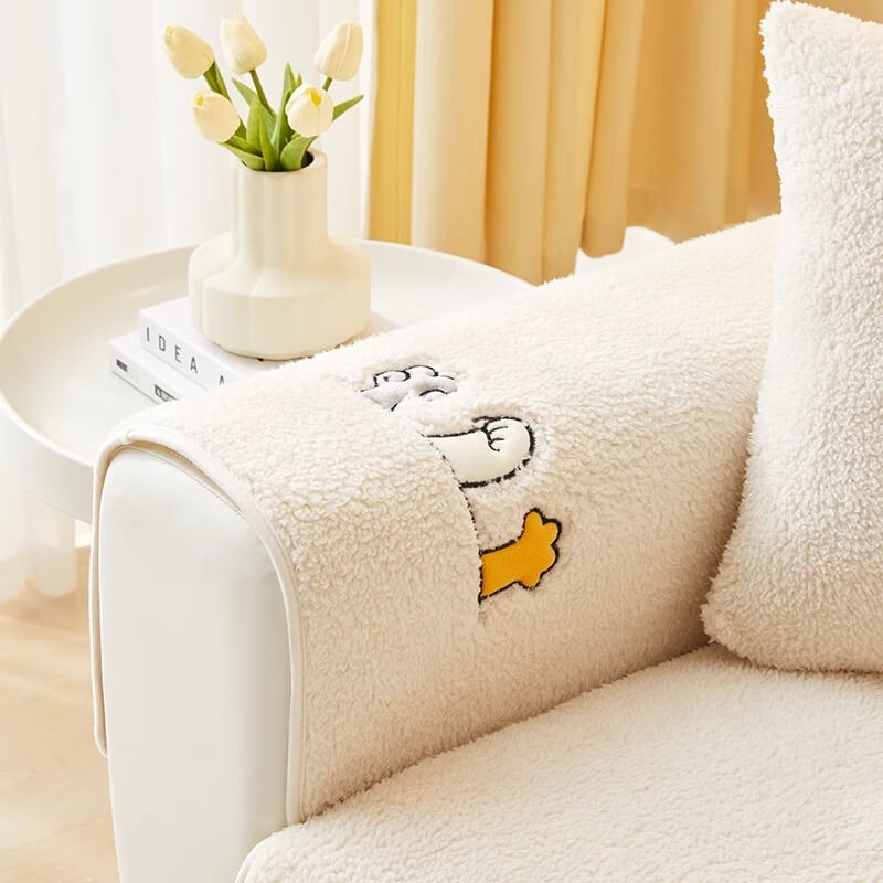 Lovely Cat's Paw Sherpa Fleece Anti-Slip Sofa Dekke | Skanto
