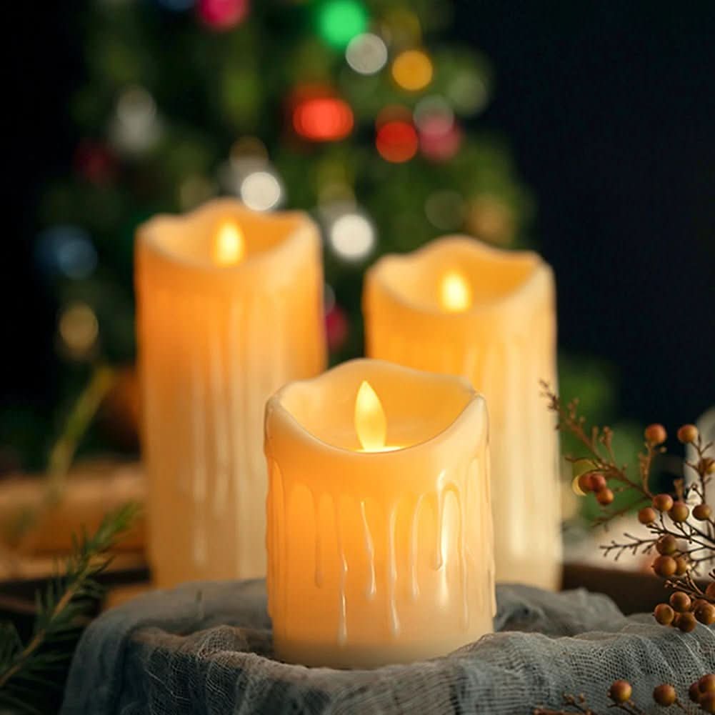 Skanto | LED lys med flammeeffekt i ivory hvit