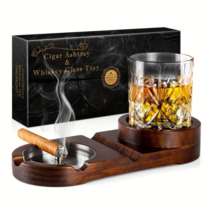 Skanto | CigarOak Askebeger med Whiskeyholder – Luksus Treskuff for Sigarelskere