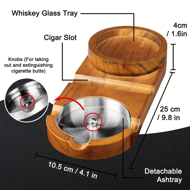 Skanto | CigarOak Askebeger med Whiskeyholder – Luksus Treskuff for Sigarelskere
