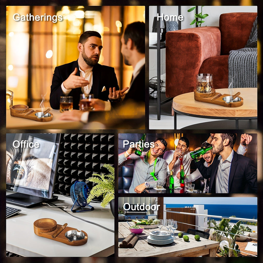 Skanto | CigarOak Askebeger med Whiskeyholder – Luksus Treskuff for Sigarelskere