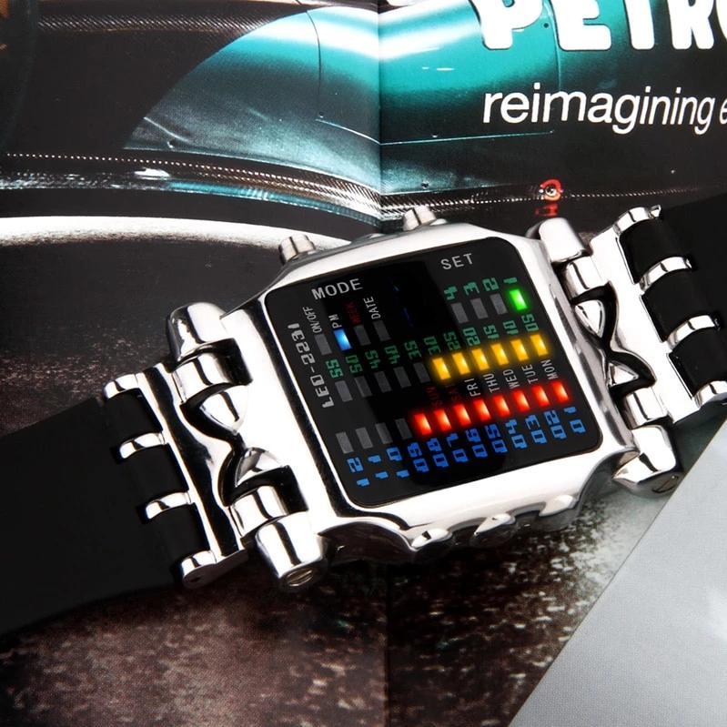 Skanto | Luksusklokker Menn Moteklokke Gummireim LED Digital Klokke Menn Vanntett Sports Militærklokker Relogios Masculino