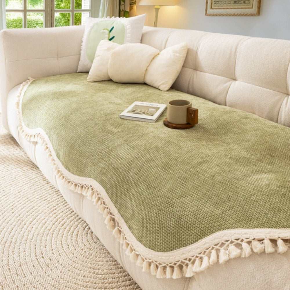 Skanto | Luksus Chenille Vevd Tekstur Franje Sofa Deksel