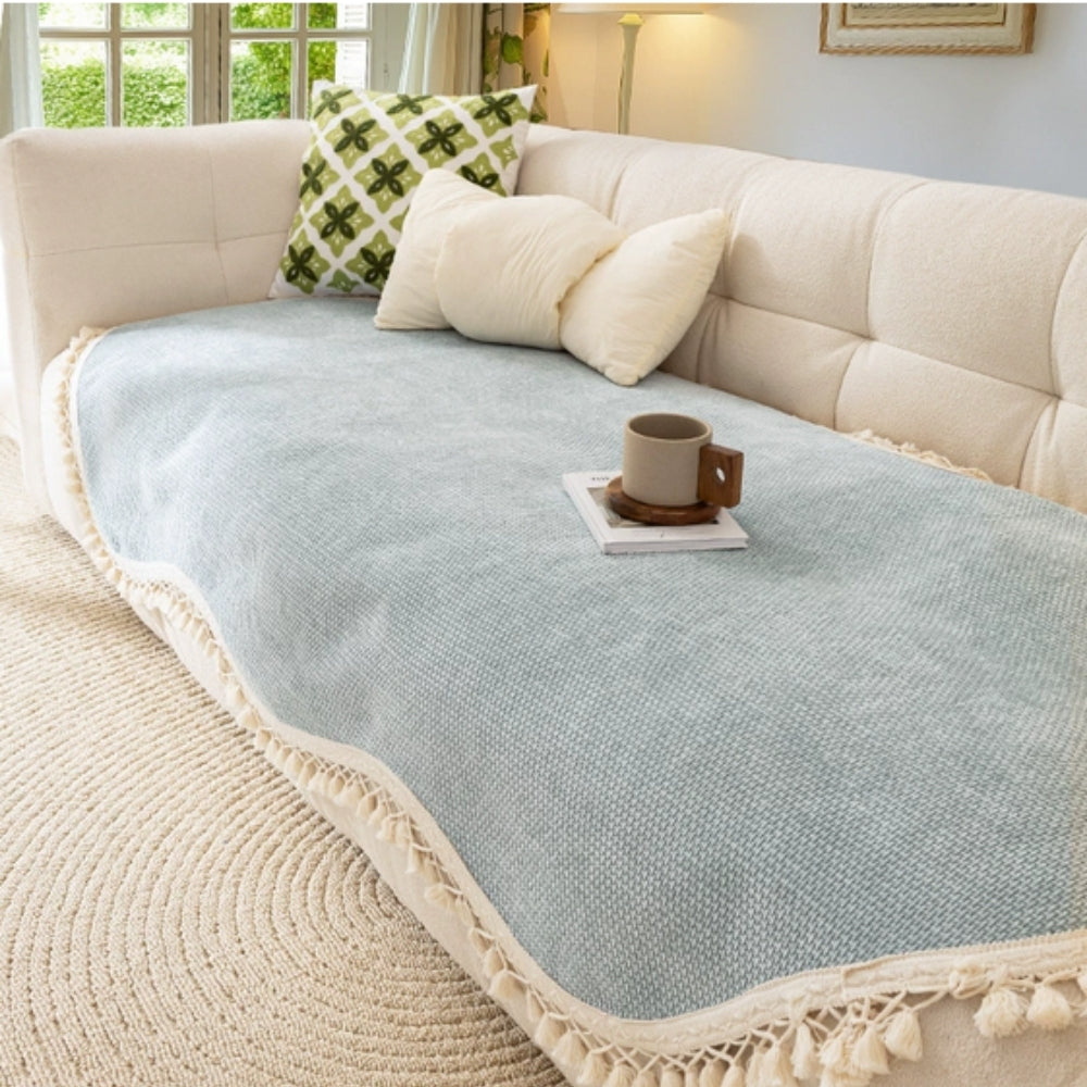 Skanto | Luksus Chenille Vevd Tekstur Franje Sofa Deksel