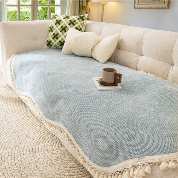 Skanto | Luksus Chenille Vevd Tekstur Franje Sofa Deksel