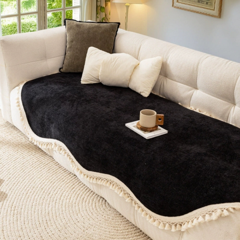 Skanto | Luksus Chenille Vevd Tekstur Franje Sofa Deksel