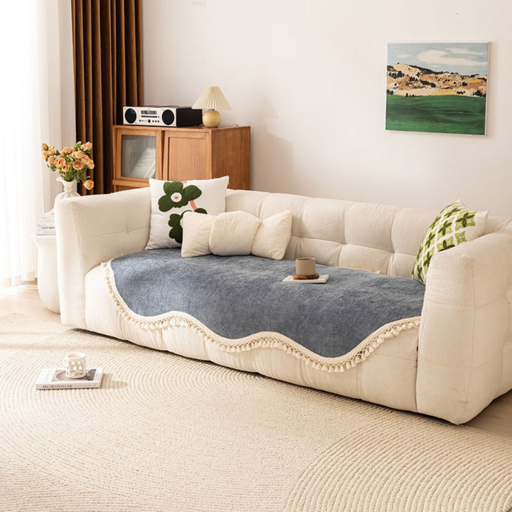Skanto | Luksus Chenille Vevd Tekstur Franje Sofa Deksel
