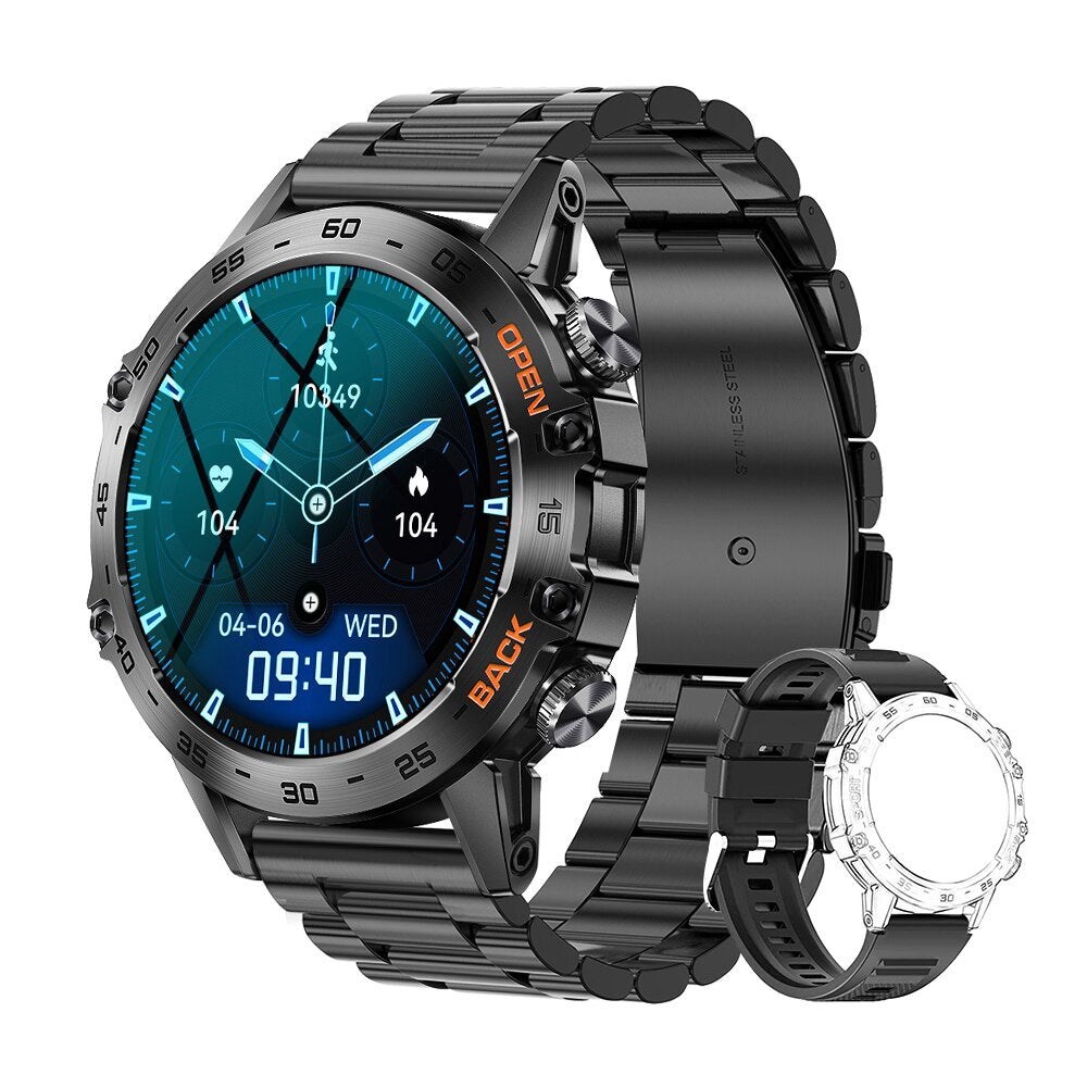 Luksus 1.39" Bluetooth Telefon Smartklokke Menn Sports Fitness Klokker | IP68 Vanntett Smartklokke for Xiaomi Android iOS K52 - Smartklokke, Sport, Fitness, vanntett