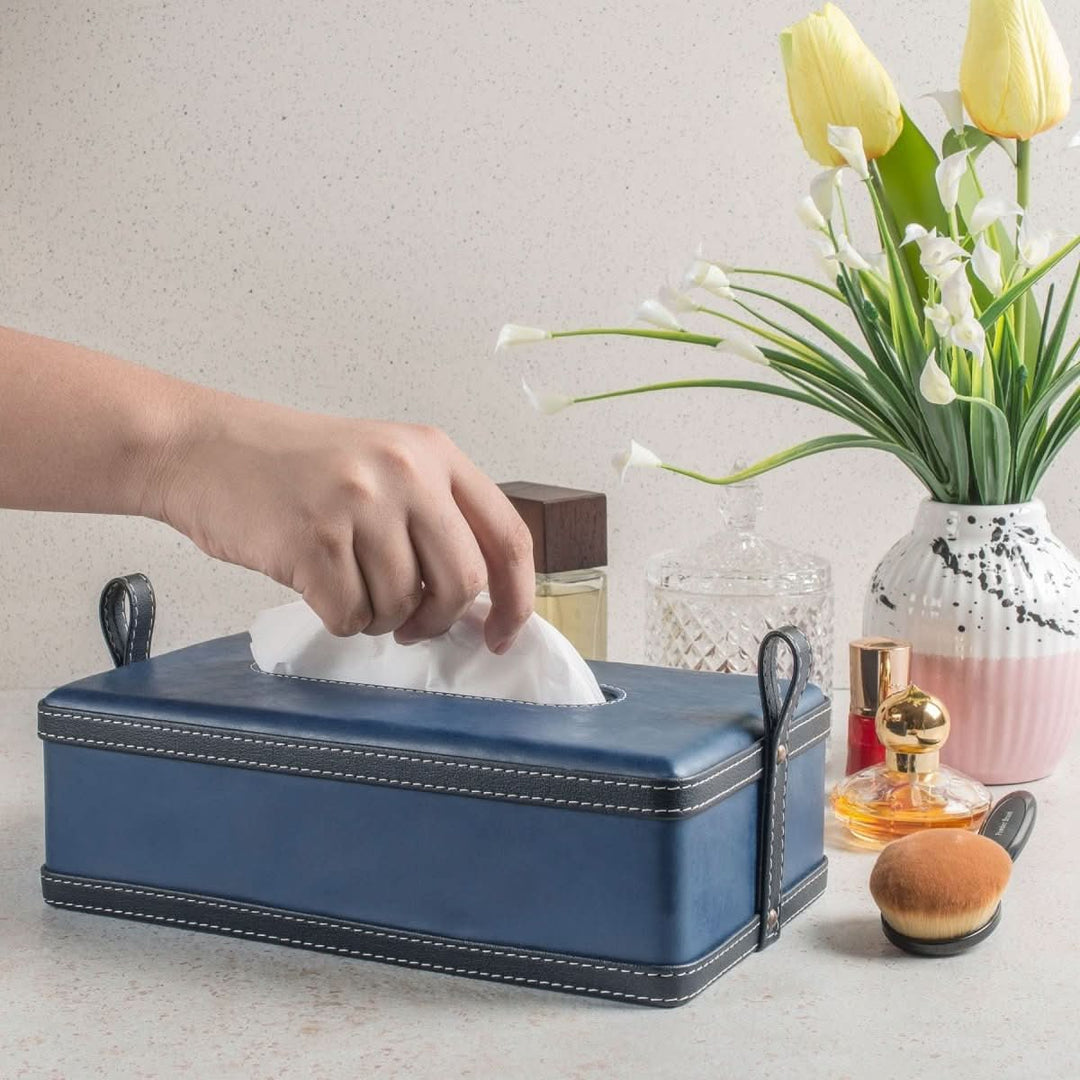 Skanto | Maison Verel Lærboks | Håndlaget Papirholder | Luksuriøst Design Laget av Kunstlær | For Hjem, Kontor & Bil