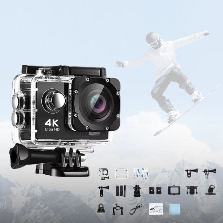 Skanto | 4K Ultra HD Sport Pro Kamera - Wifi-aktivert og vanntett for Vlogging og utendørs sport