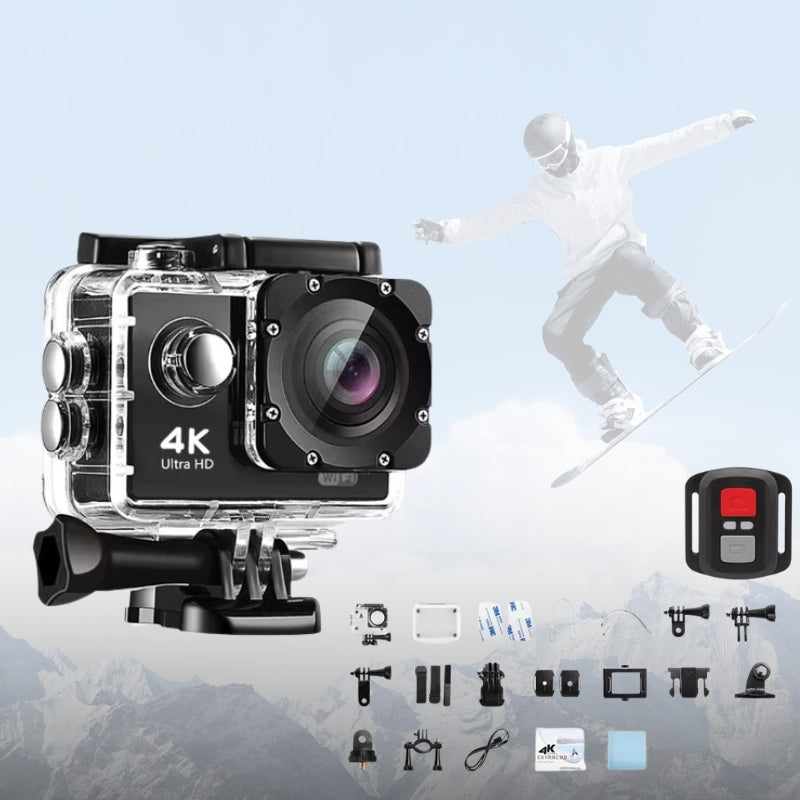 Skanto | 4K Ultra HD Sport Pro Kamera - Wifi-aktivert og vanntett for Vlogging og utendørs sport