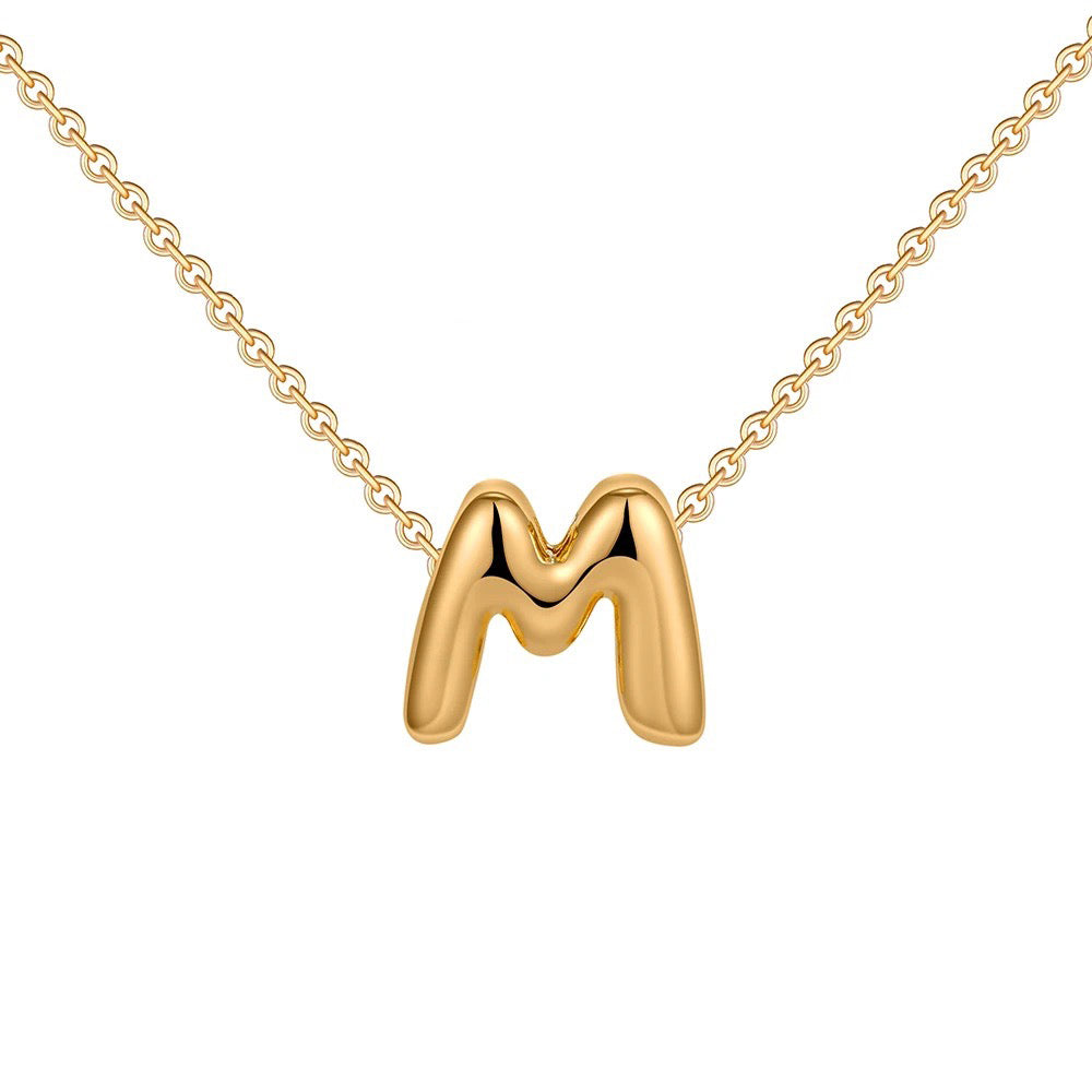 Skanto | Dainty Bubble Letter Initial Necklace