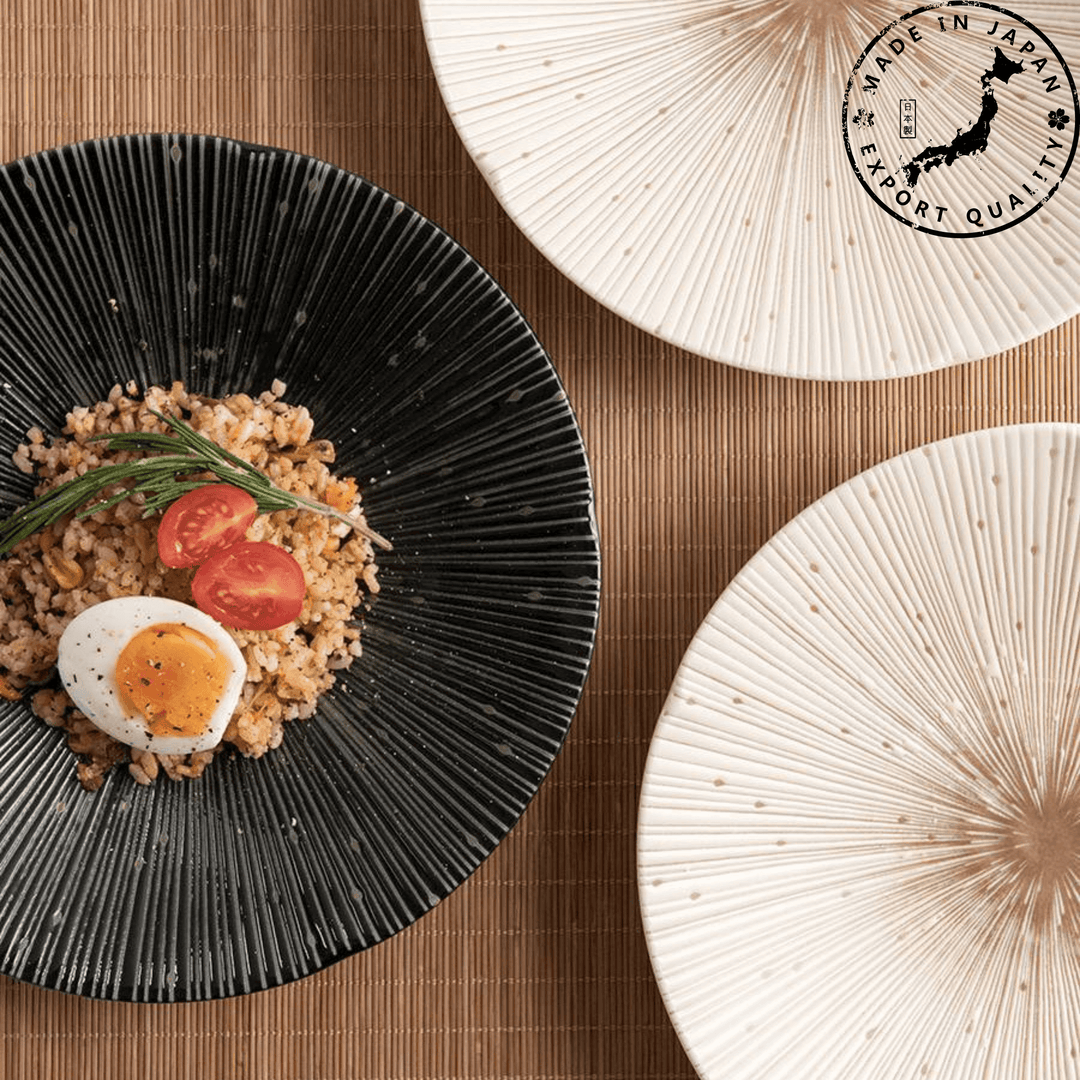 Håndlagde japanske Mino Ware keramiske rynkede tallerkener | Skanto