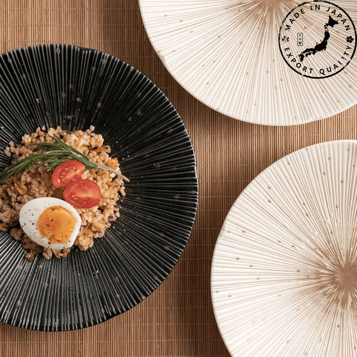 Håndlagde japanske Mino Ware keramiske rynkede tallerkener | Skanto