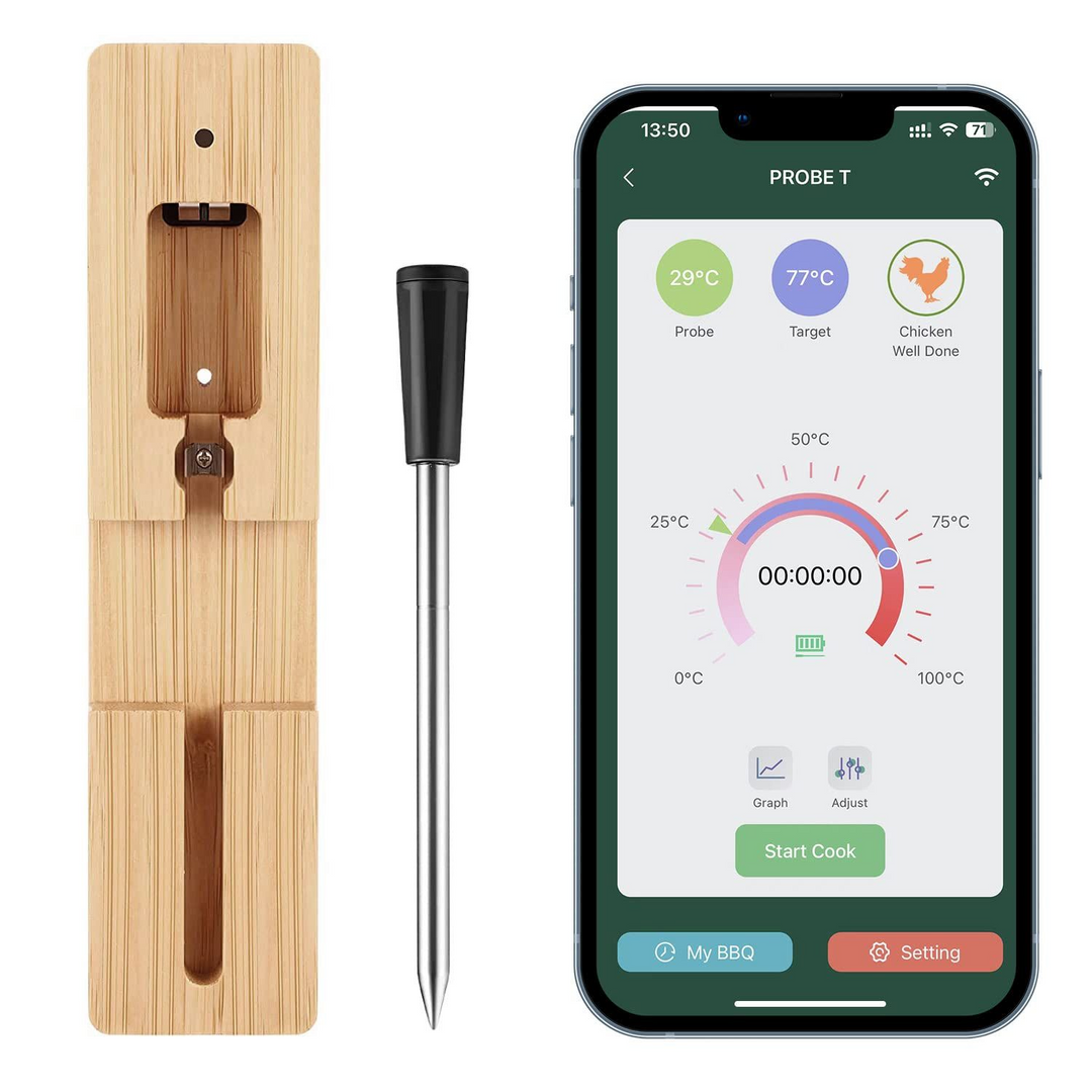 Skanto | MeatIQ Digital Kjøtt Termometer med Trådløs Probe – Perfekt for Presise Matlagings Temperature Hver Gang