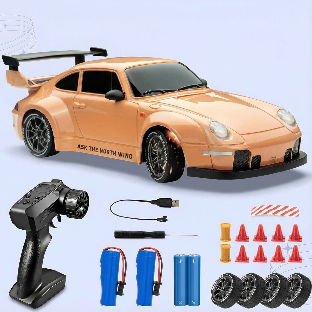 RC Drift Bil – LED Lys, Høyhastighets 4WD & Drift Dekk Skanto