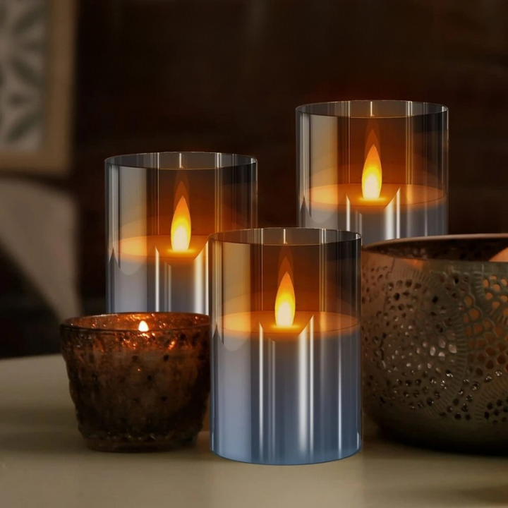 Skanto | LED Ambient Candle Lights | Realistisk Flamme Aura, Tilpassbar Lysstyrke & Timerinnstillinger for Hjemmedekorasjon og Arrangementer