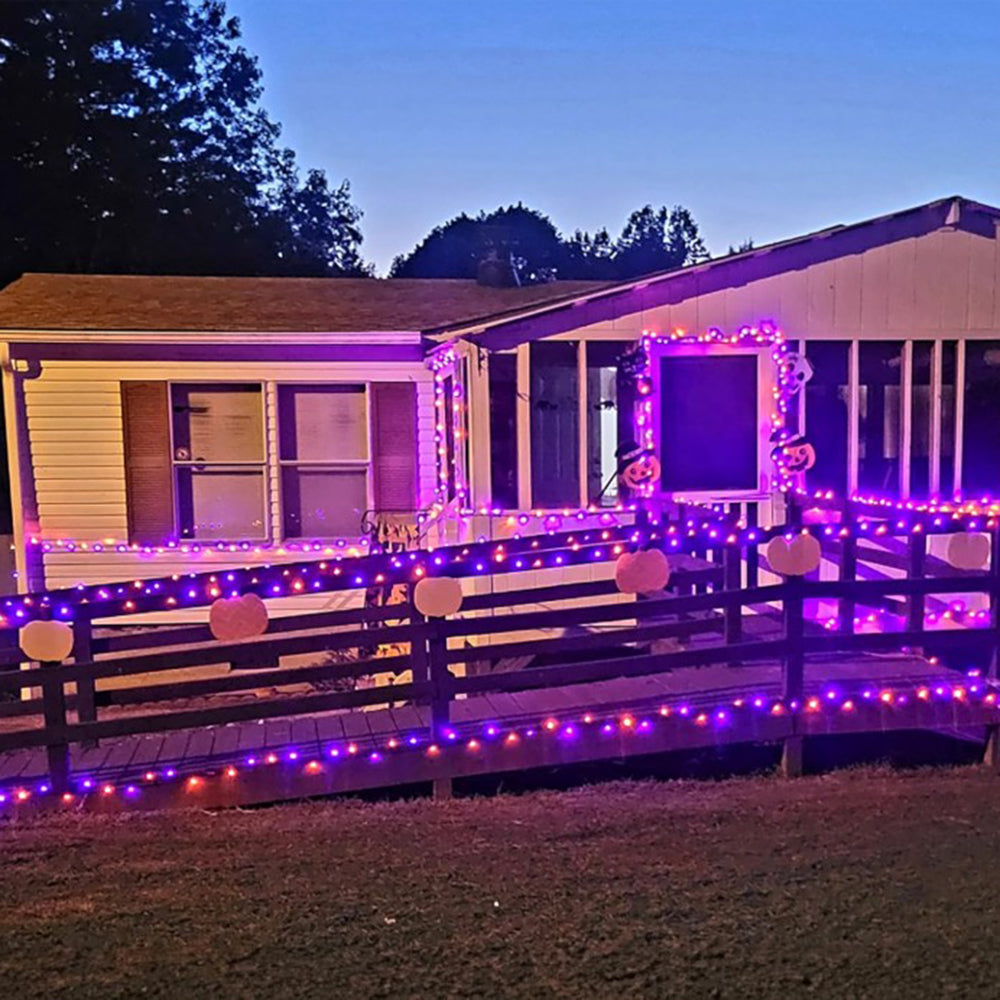 Skanto | Halloween LED Lyslenke – Lilla og Oransje Fejlampker til Utendørs Terrasse, Hage, Gate, Hjem, Jul og Festdekorasjon