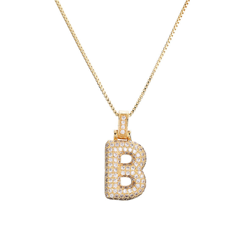 Skanto | 14k Diamant Dazzle Boble Initialhalskjede