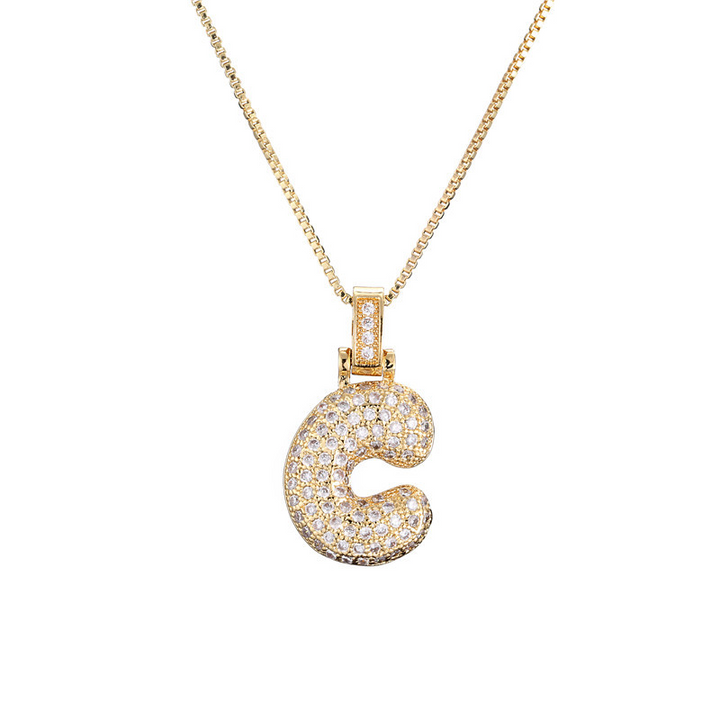 Skanto | 14k Diamant Dazzle Boble Initialhalskjede