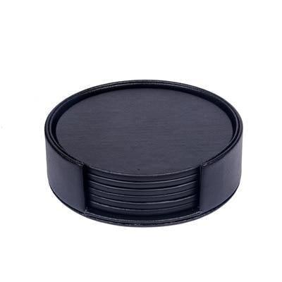 Skanto | Kystlinje Vegansk Skinn Coaster Sett | Marmorutseende | Stilfull Beskyttelse for Overflater