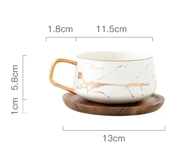 Skanto | Marmor Mønster Kaffe Kopp med Gull Dekorasjon