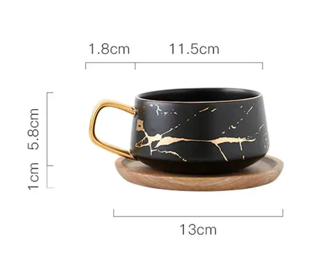Skanto | Marmor Mønster Kaffe Kopp med Gull Dekorasjon