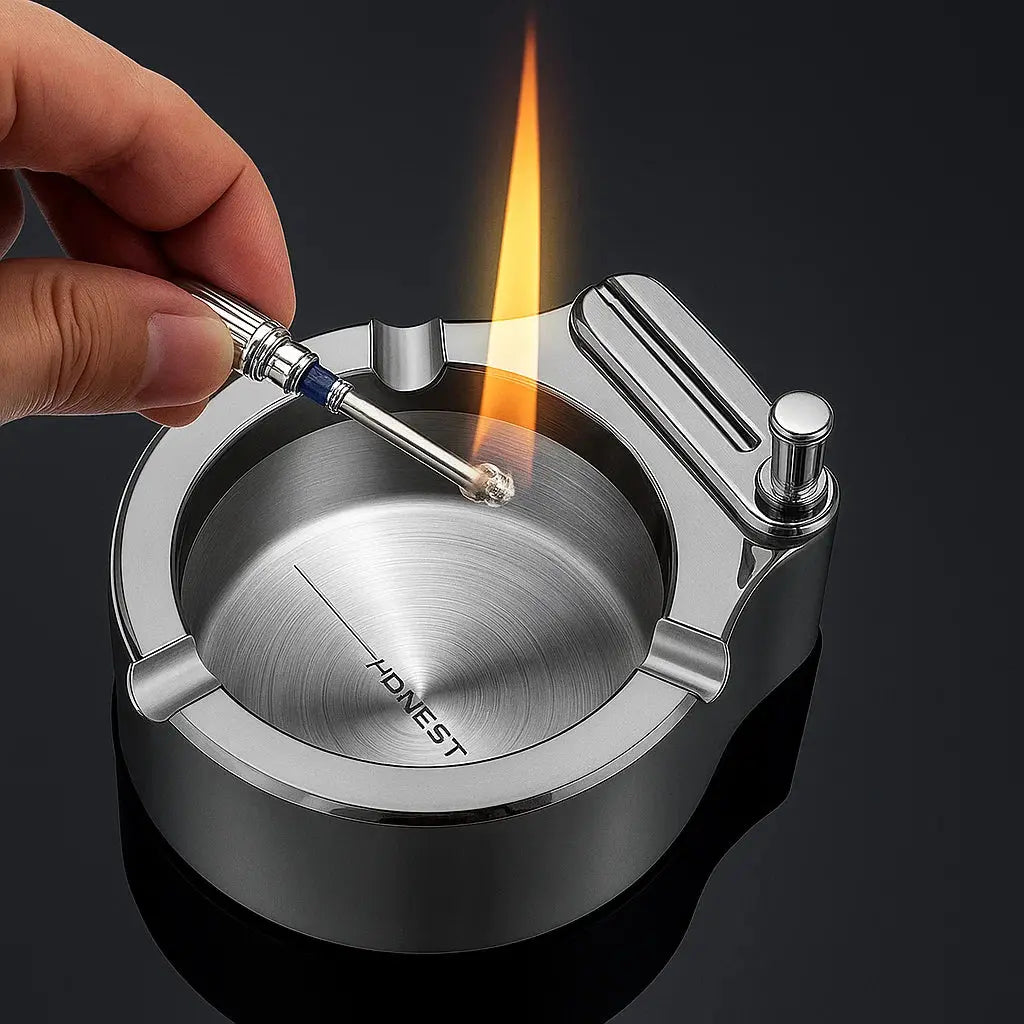 Metallaskebeger med integrert lighter – Elegant og påfyllbart