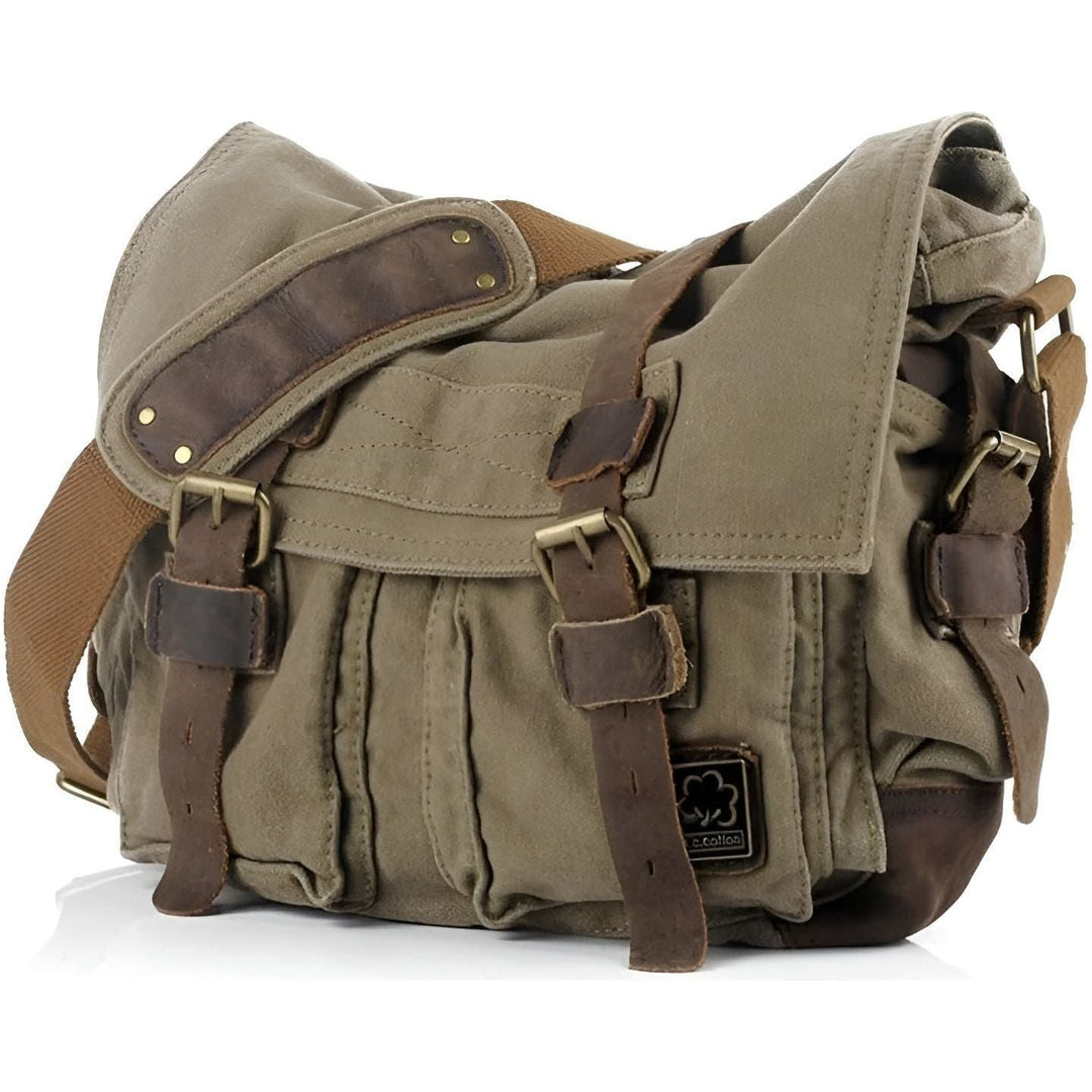 Skanto | Michael Bag – Vintage Canvas Budbag for menn med lærdetaljer