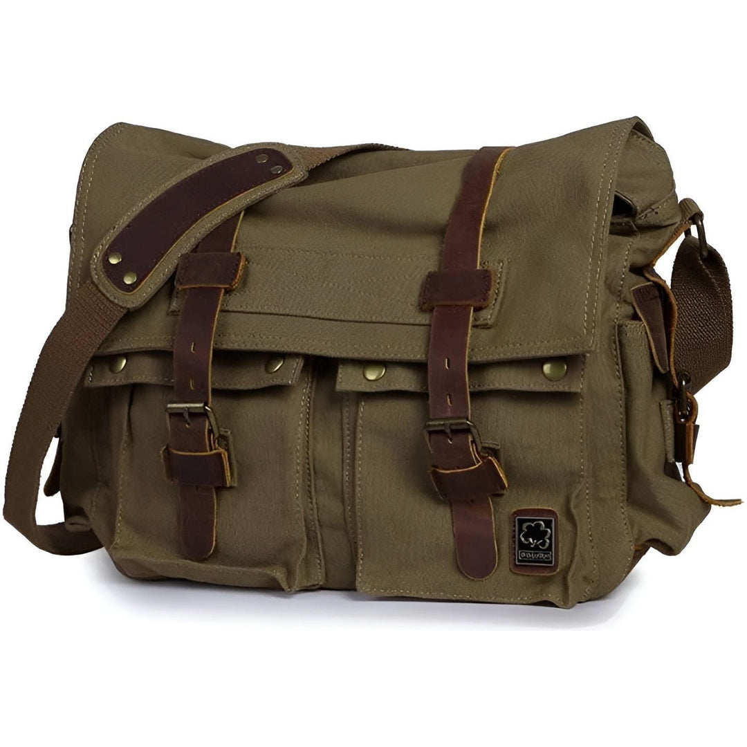 Skanto | Michael Bag – Vintage Canvas Budbag for menn med lærdetaljer