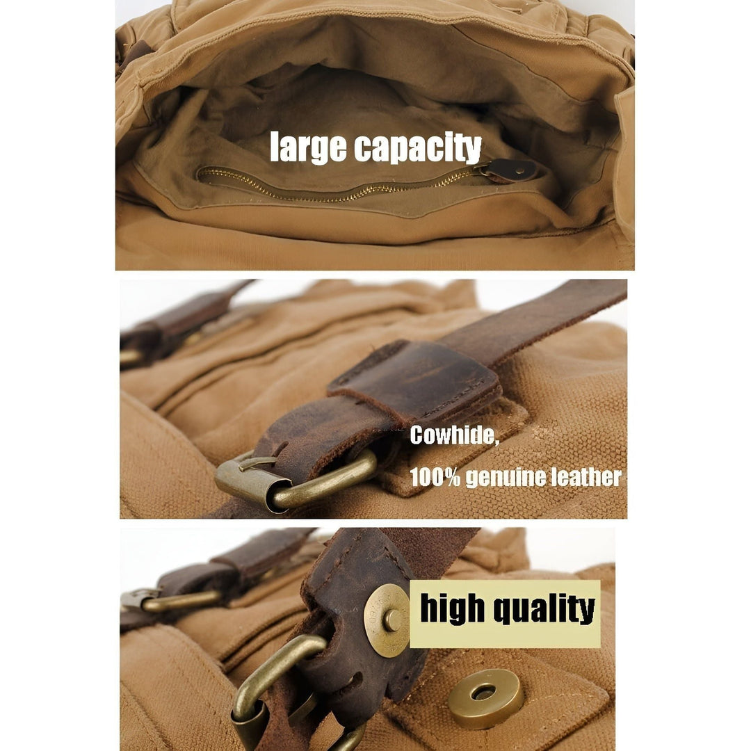Skanto | Michael Bag – Vintage Canvas Budbag for menn med lærdetaljer