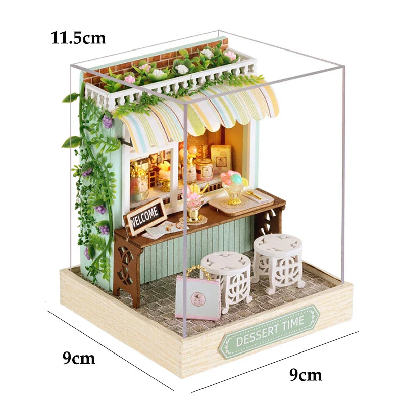 Skanto | Miniatyr Tre Dukkehus – Kreativ Byggesett med LED-Belysning & Møbler