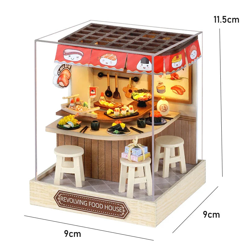 Skanto | Miniatyr Tre Dukkehus – Kreativ Byggesett med LED-Belysning & Møbler