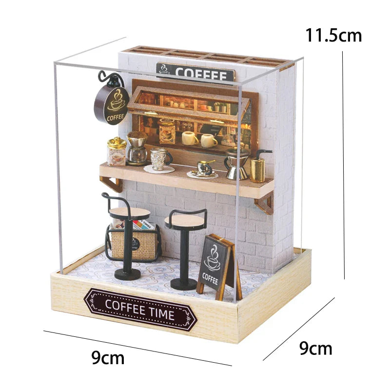 Skanto | Miniatyr Tre Dukkehus – Kreativ Byggesett med LED-Belysning & Møbler