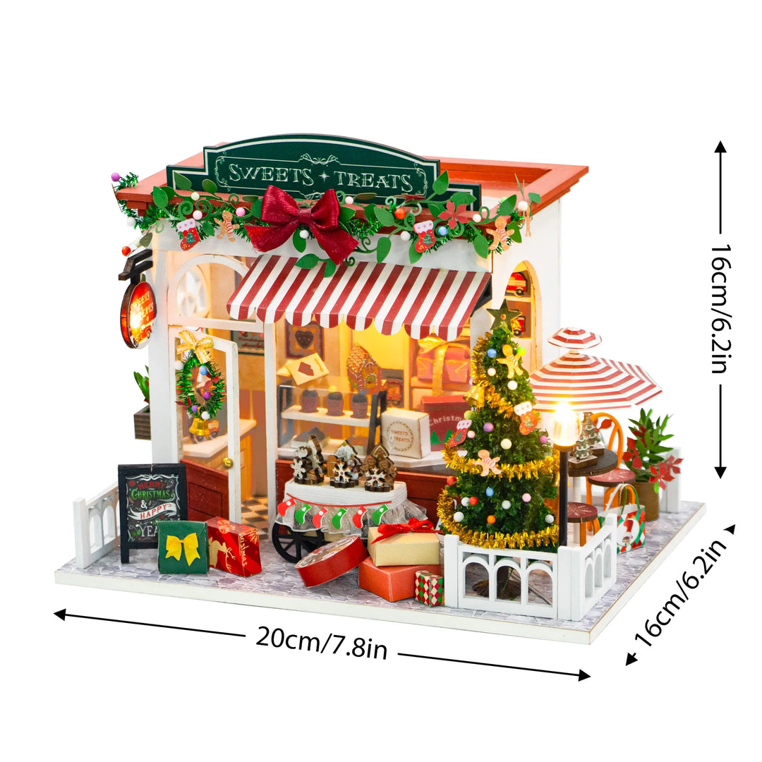 Skanto | Miniatyr Tre Dukkehus – Kreativ Byggesett med LED-Belysning & Møbler